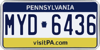 PA license plate MYD6436