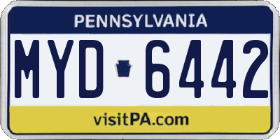 PA license plate MYD6442