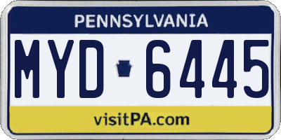 PA license plate MYD6445
