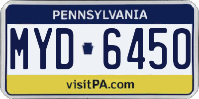 PA license plate MYD6450