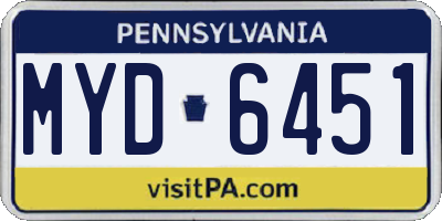 PA license plate MYD6451