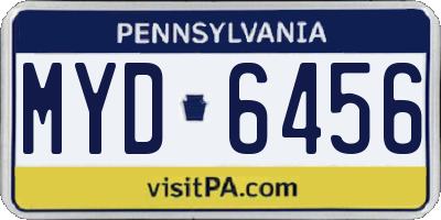 PA license plate MYD6456