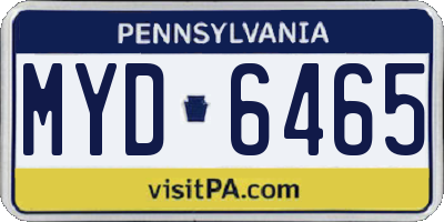 PA license plate MYD6465