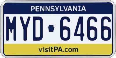 PA license plate MYD6466
