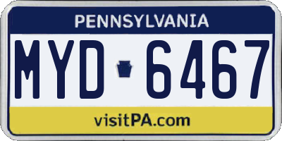 PA license plate MYD6467