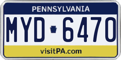 PA license plate MYD6470