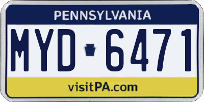PA license plate MYD6471