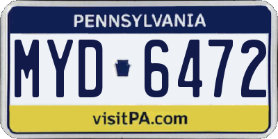 PA license plate MYD6472