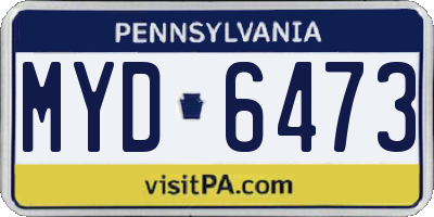 PA license plate MYD6473