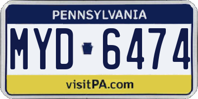PA license plate MYD6474