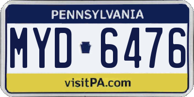 PA license plate MYD6476