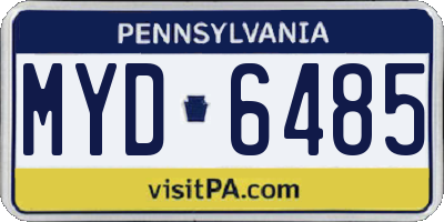 PA license plate MYD6485