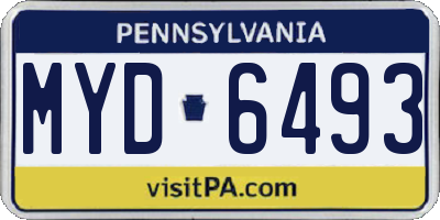 PA license plate MYD6493