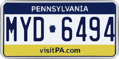 PA license plate MYD6494