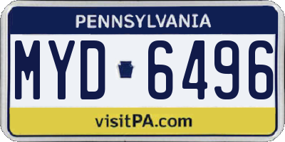 PA license plate MYD6496