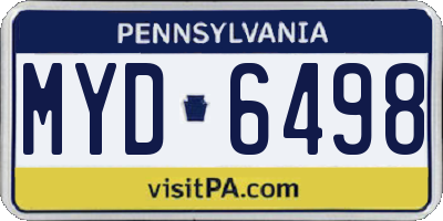 PA license plate MYD6498