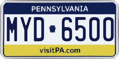 PA license plate MYD6500