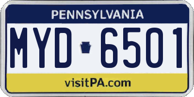 PA license plate MYD6501