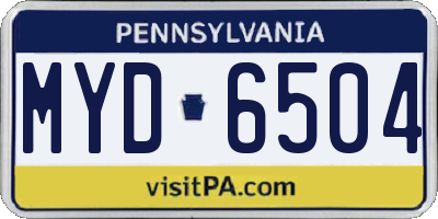 PA license plate MYD6504