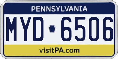 PA license plate MYD6506