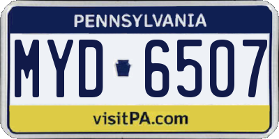 PA license plate MYD6507