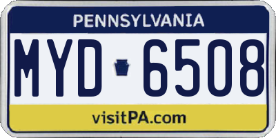 PA license plate MYD6508