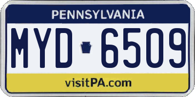 PA license plate MYD6509