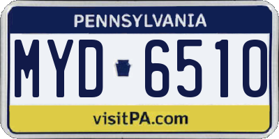 PA license plate MYD6510