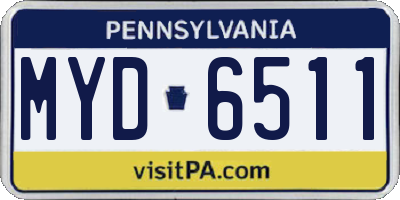 PA license plate MYD6511