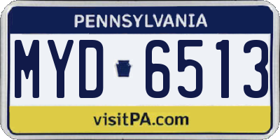 PA license plate MYD6513