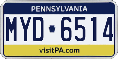 PA license plate MYD6514