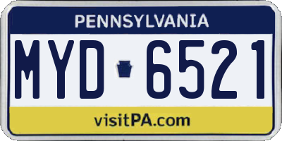 PA license plate MYD6521