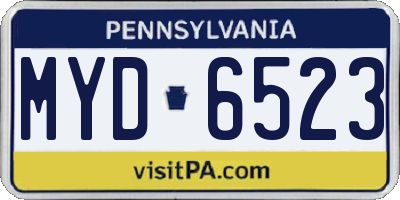 PA license plate MYD6523