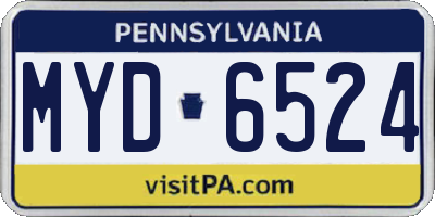 PA license plate MYD6524