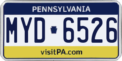 PA license plate MYD6526