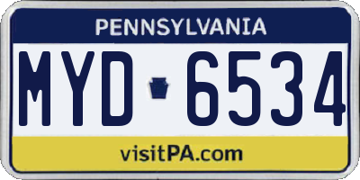 PA license plate MYD6534