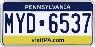 PA license plate MYD6537