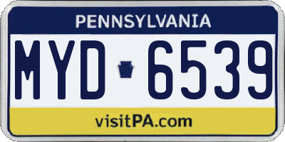 PA license plate MYD6539