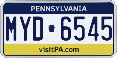 PA license plate MYD6545