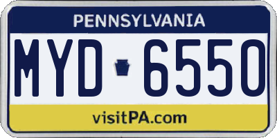 PA license plate MYD6550