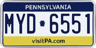PA license plate MYD6551