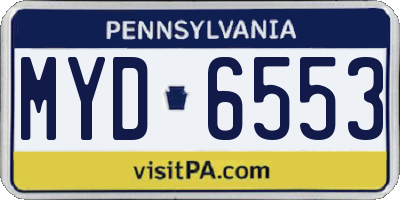 PA license plate MYD6553