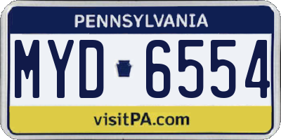PA license plate MYD6554