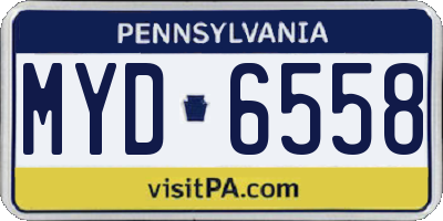 PA license plate MYD6558