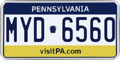 PA license plate MYD6560
