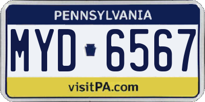 PA license plate MYD6567
