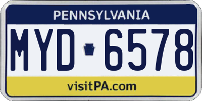 PA license plate MYD6578