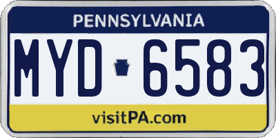 PA license plate MYD6583