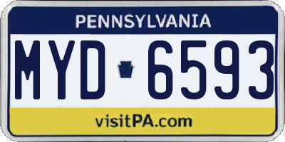 PA license plate MYD6593