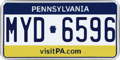 PA license plate MYD6596